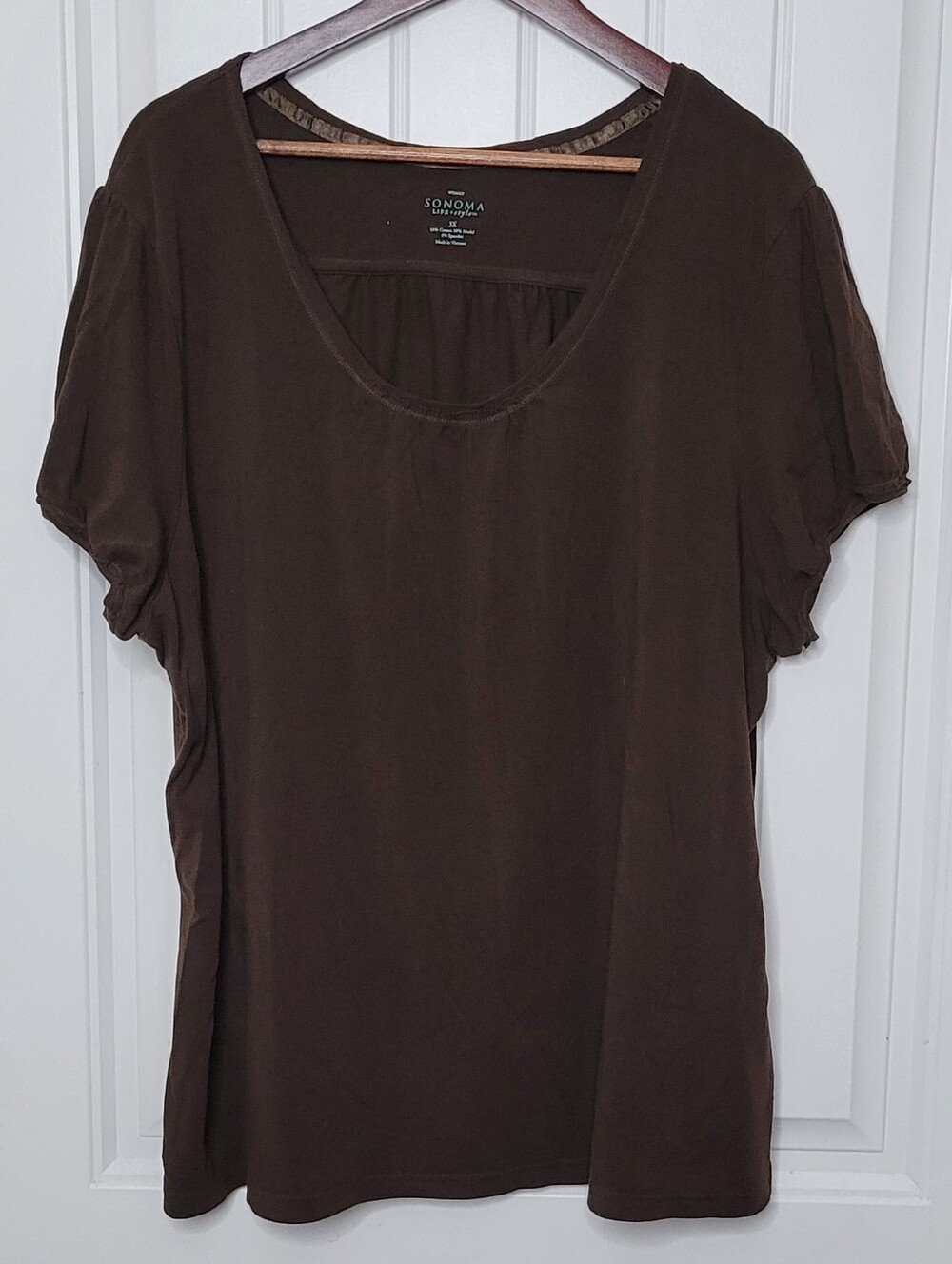 Sonoma Brown Scoop Neck Women's Top